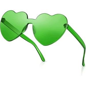 Heart Shaped Rimless Sunglasses Transparent Candy Color Eyewear for Women